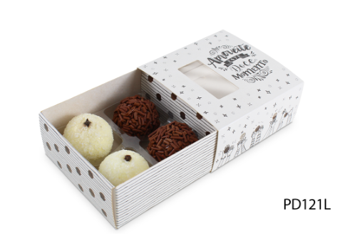 PD121 - Tradicional Embalagem para 4 Brigadeiros - C/25 UNI