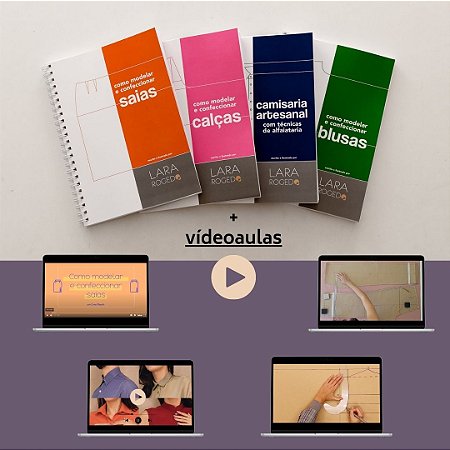 Kit 4 Apostilas Impressas + Videoaulas "Blusas, Saias, Calças e Camisaria Artesanal"