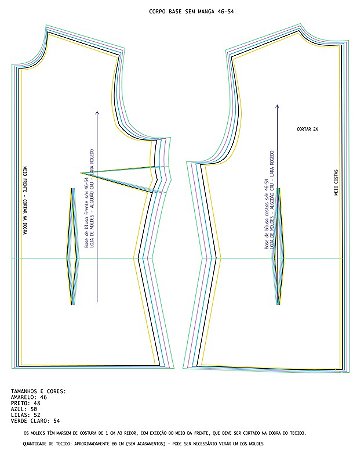 Molde impresso: Base de Blusa SEM manga 46 ao 54