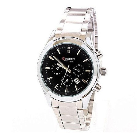 Relógio Com Data - Aço Inoxidável com Strass