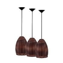 Lustre Pendente Luminária Ferro e Junco - Taça