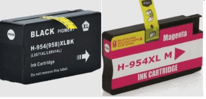 Kit com 2 cores Cartucho de Tinta Mecsupri compatível com HP 954XL  preto 45ml + magenta 27ml / L0S71AB  / L0S65AB