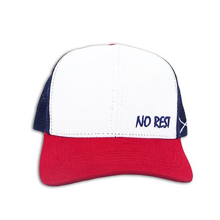 Boné Trucker - Be Positive NoRest - Azul e Vermelho