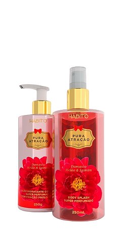 Kit Loção Hidratante Pura Atração 250g + Body Splash Pura Atração 250ml Hábito Cosméticos