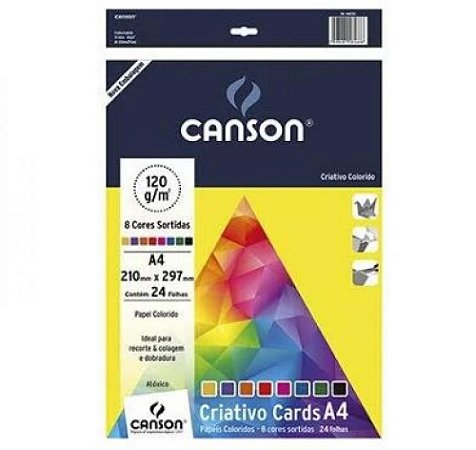 Criativo Cards A4 - Papéis coloridos - Canson 120g - 8 cores 24 fls