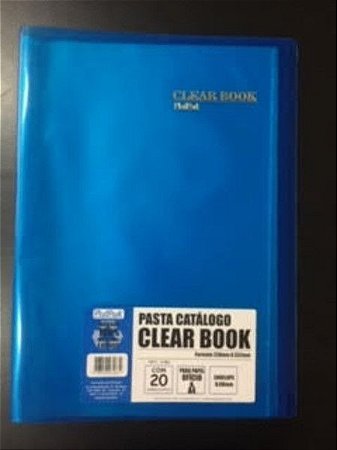 Pasta Catálogo Clearbook PlastPark com 20 envelopes plásticos - azul