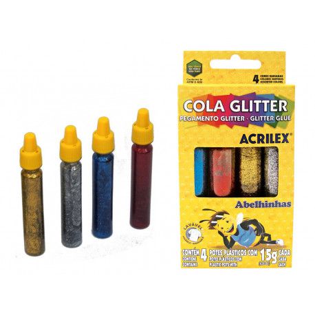 Cola gliter 15g com 4 cores - Acrilex