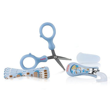Kit Manicure Infantil 4 peças Azul Nuby