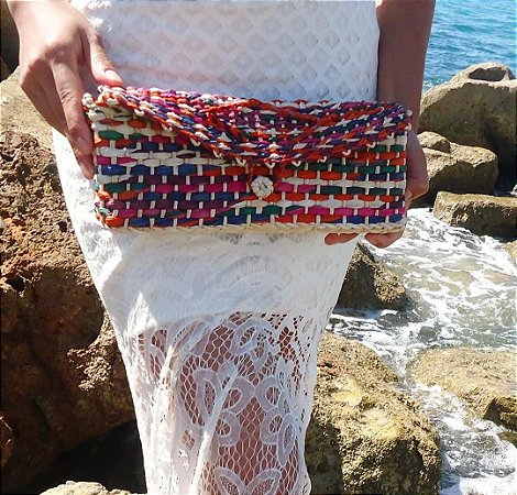 Carteira multicolor Palha Natural