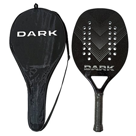 Raquete Beach Tennis Carbono 3k Dark Áspera Preta com Capa