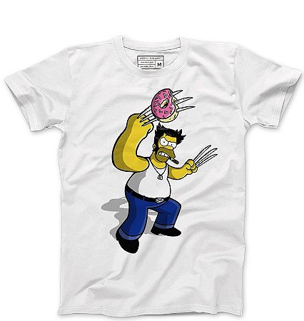 Camiseta Masculina Homer Wolverine - Loja Nerd e Geek - Presentes Criativos