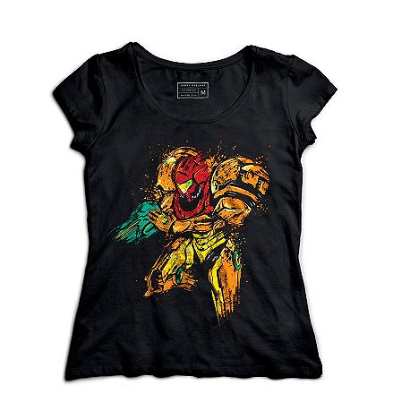 Camiseta Feminina Samus Aran - Loja Nerd e Geek - Presentes Criativos