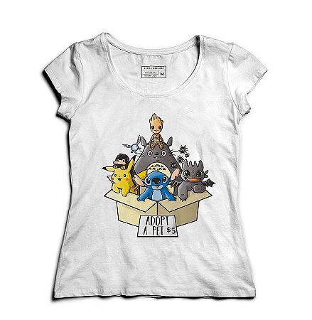 Camiseta Feminina Pikachu e Groot - Loja Nerd e Geek - Presentes Criativos