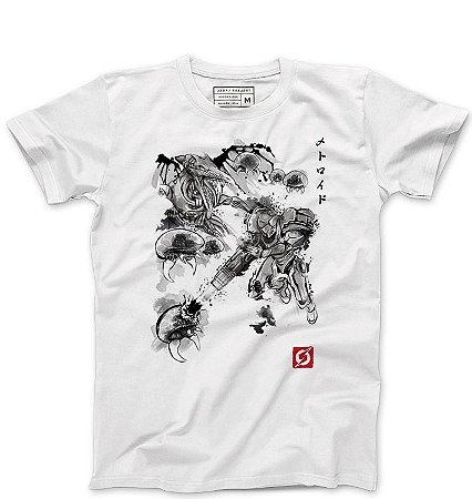 Camiseta Masculina Samus Aran Metroid- - Loja Nerd e Geek - Presentes Criativos