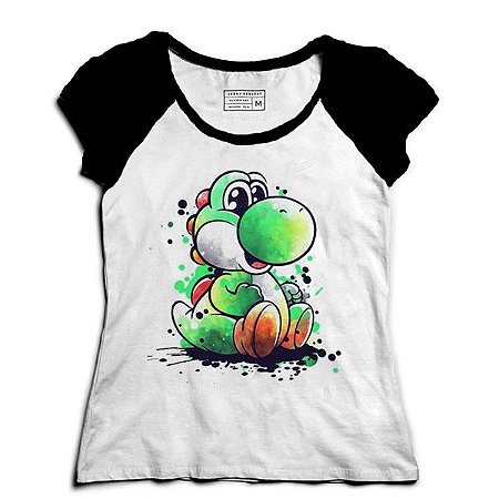 Camiseta Feminina Raglan Yoshi - Loja Nerd e Geek