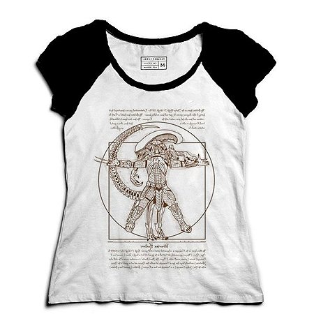 Camiseta Feminina Raglan Alien vs Predador - Loja Nerd e Geek
