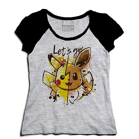 Camiseta Feminina Raglan Pikachu - Loja Nerd e Geek