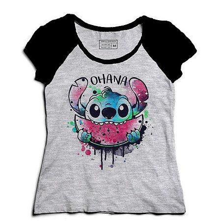 Camiseta Feminina Raglan Stitch - Loja Nerd e Geek