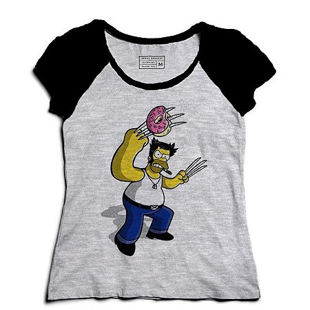 Camiseta Feminina Raglan Homer Simpsons - Loja Nerd e Geek