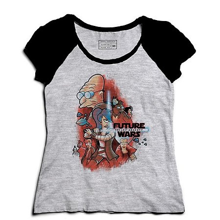 Camiseta Feminina Raglan Mescla Space wars Future - Loja Nerd e Geek