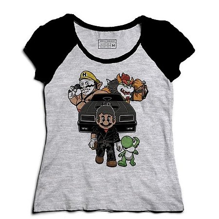 Camiseta Feminina Raglan Super Plumber Kart - Loja Nerd e Geek