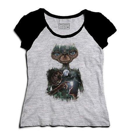 Camiseta Feminina Raglan Mescla ET O Extraterrestre - Loja Nerd e Geek