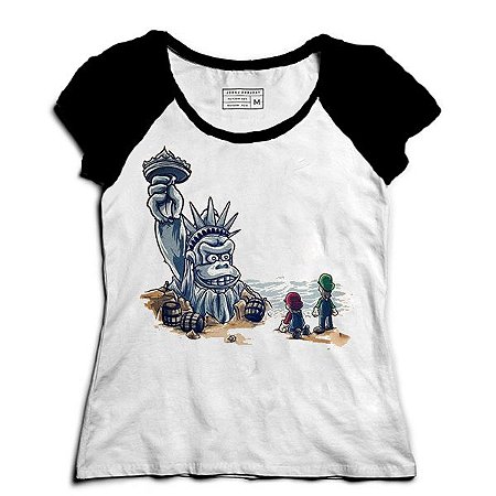 Camiseta Feminina Raglan Monkey American - Loja Nerd e Geek