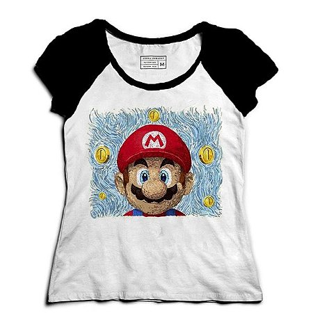 Camiseta Feminina Raglan Super Plumber Word - Loja Nerd e Geek