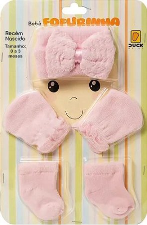 Conjunto Bebê Menina Urso Laço Branco/Rosa