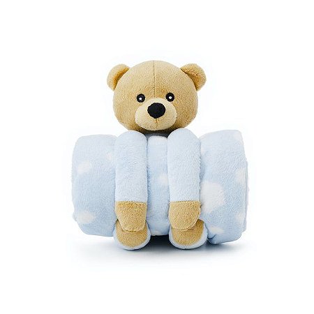 Coberto com Bichinho de Pelúcia Teddy Bear Azul Loani