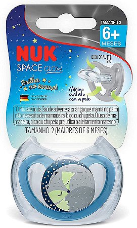 Chupeta NUK Space Glow Silicone Raposa Azul Boy S2 +6 Meses