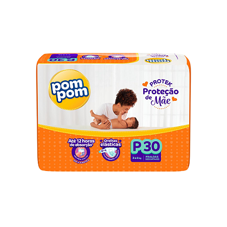 Kit 2 Pacotes Fralda Descartável Infantil Pom Pom Derma Protek Jumbo