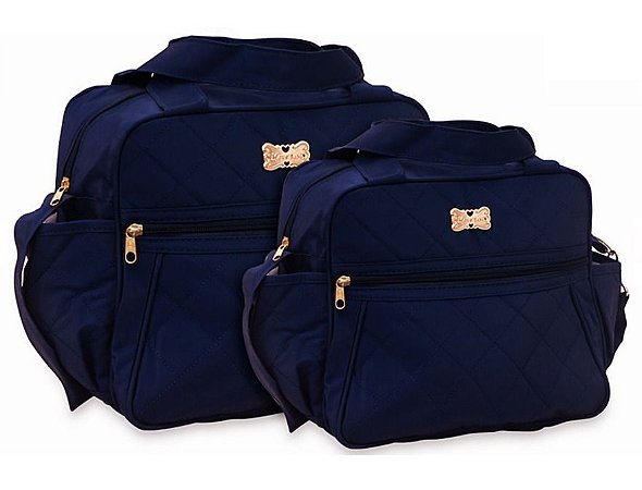 Kit Com 2 Bolsas Mave Baby Azul Marinho Menino Maternidade  Luxo Super Promoção