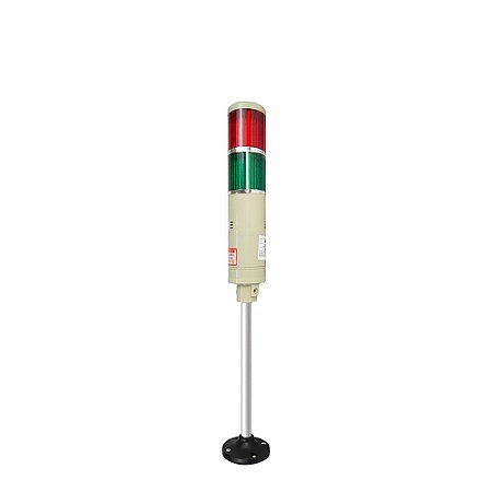 COLUNA LUMINOSA LED 2 ELEMENTO PISCANTE VERMELHO/VERDE 24VCC TUBO E BASE FIXAÇÃO COM BUZZER IP45 NPN - 5052WJ PSMR