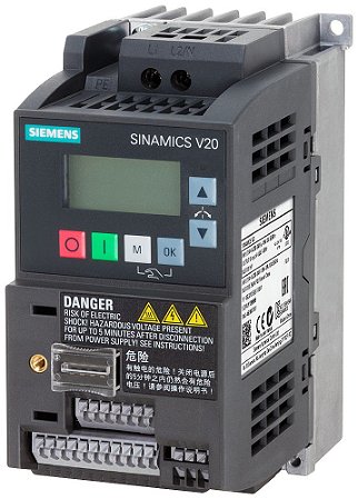 INVERSOR DE FREQUÊNCIA SINAMICS V20 MONOFÁSICO 200 - 240VCA 1CV 4,2A - 6SL32105BB175UV1 SIEMENS