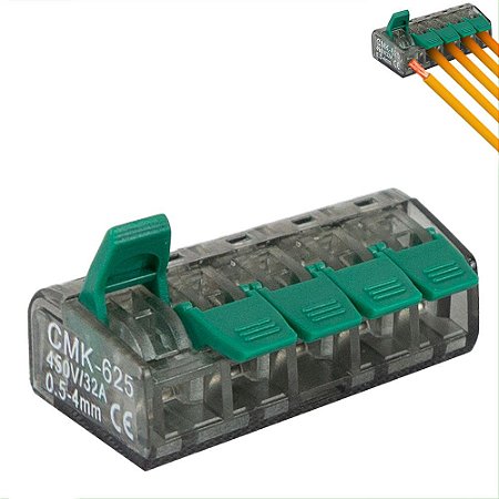 CONECTOR EMENDA SLIM 62 5P 32A CONDUTOR 0,5 - 4MM 450V - CMK625 PSMR