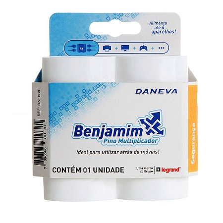 PLUGUE MULTIPLICADOR RESIDÊNCIAL 2P + T 10A 250V 4 SAÍDAS BRANCO - DN1838 DANEVA LEGRAND