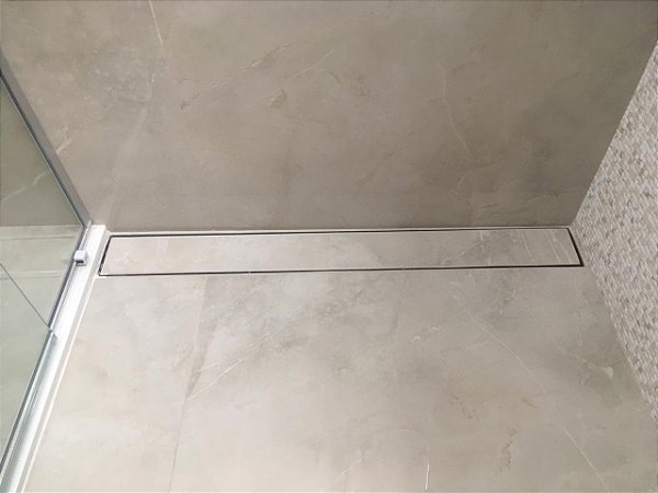 Ralo Linear Oculto De 100,0 x 8,0cm | Aço Inox Aisi 304 | Saída Ponta Horizontal Longitudinal