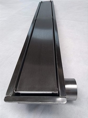Ralo Linear Invisível de 80 x 8 cm Em Aço Inox | Saída Ponta Horizontal