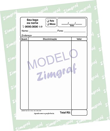 Comandas 10X15 - Modelo 1551