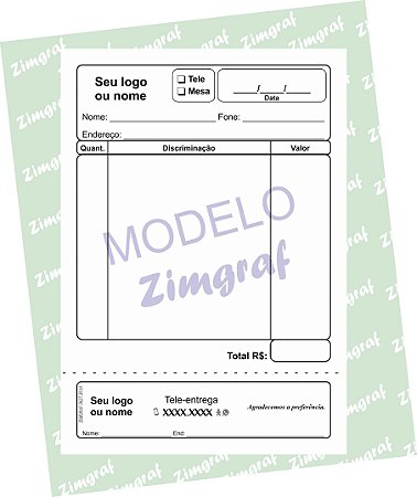 Comandas 10X15 - Modelo 1553