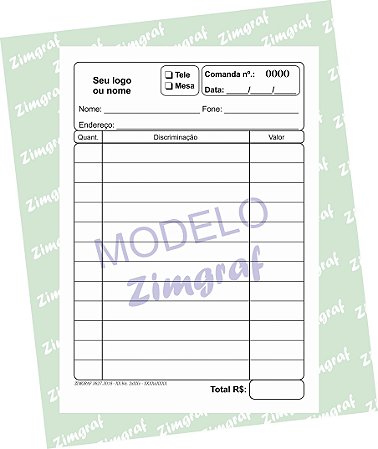 Comandas 10X15 - Modelo 1555