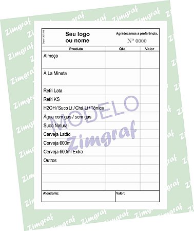Comandas 10X15 - Modelo 1557
