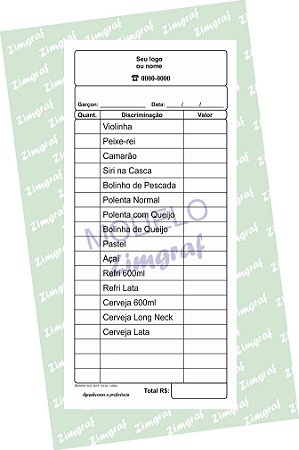 Comandas 10X20 - Modelo 1582
