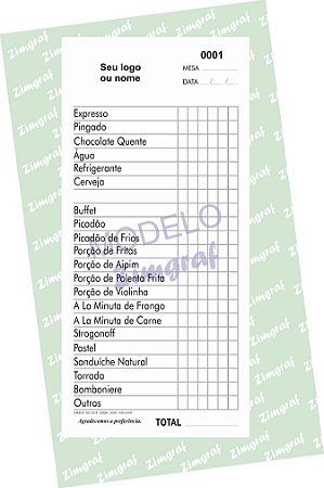 Comandas 10X20 - Modelo 1585