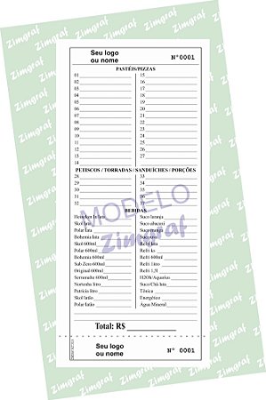 Comandas 10X20 - Modelo 1591