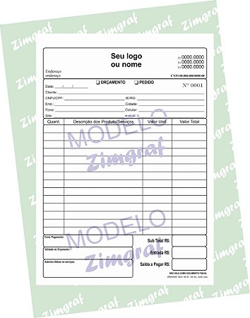 Blocos Orçamento / Pedido 15X20 - Loja - Modelos 6060(1v)/6061(2v)