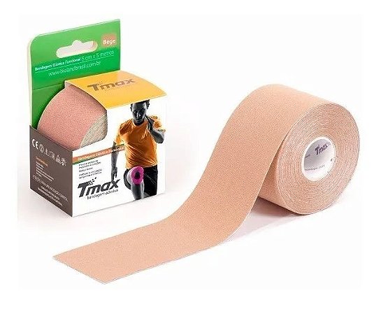 Fita Kinesio Tmax Original Bandagem Elastica 5 Mts Cada - Bege