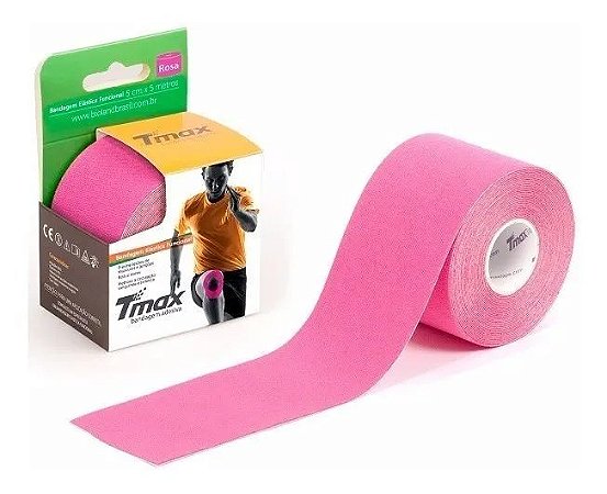 Fita Kinesio Tmax Original Bandagem Elastica 5 Mts Cada - Rosa