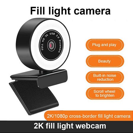 Webcam Verde Full HD 1080P 2K c/ Microfone e Iluminação LED Ring Light – SXT-003 – 11820